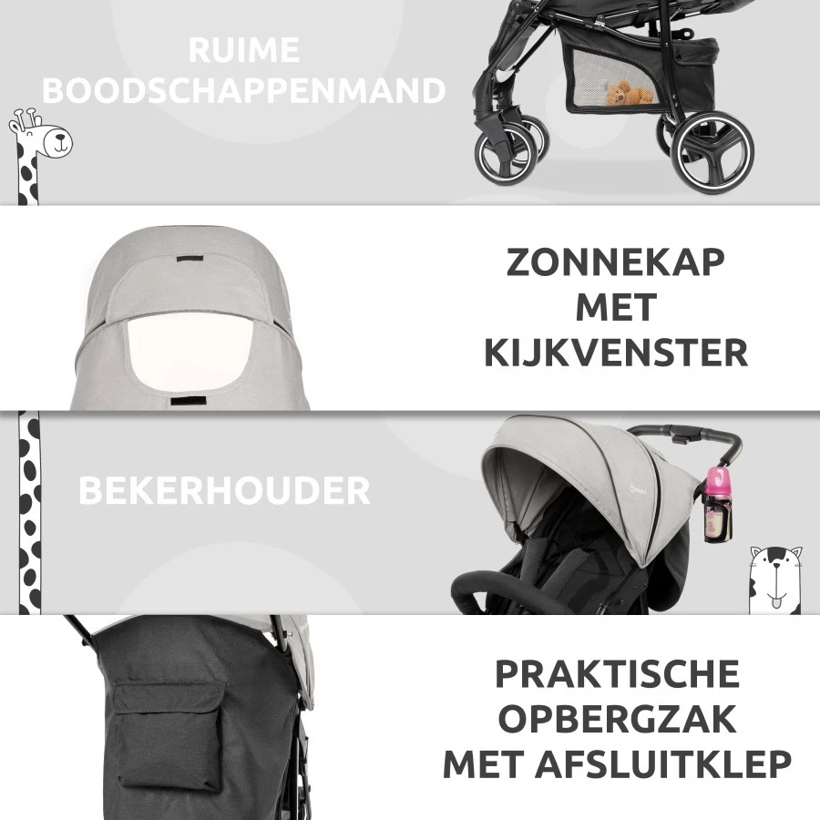 Babygo Basket Dark Grey Melange Wandelwagen Incl. Autostoel 64011 9 Babygo Basket Dark Grey Melange Wandelwagen Incl. Autostoel 64011 - Afbeelding 9