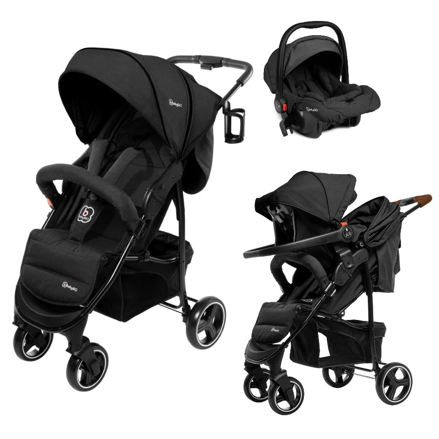 Babygo Basket Dark Grey Melange Wandelwagen Incl. Autostoel 64011 1 Babygo Basket Dark Grey Melange Wandelwagen Incl. Autostoel 64011
