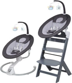 Babygo Homey Set Black/Grey Babyschommel En Kinderstoel 19012