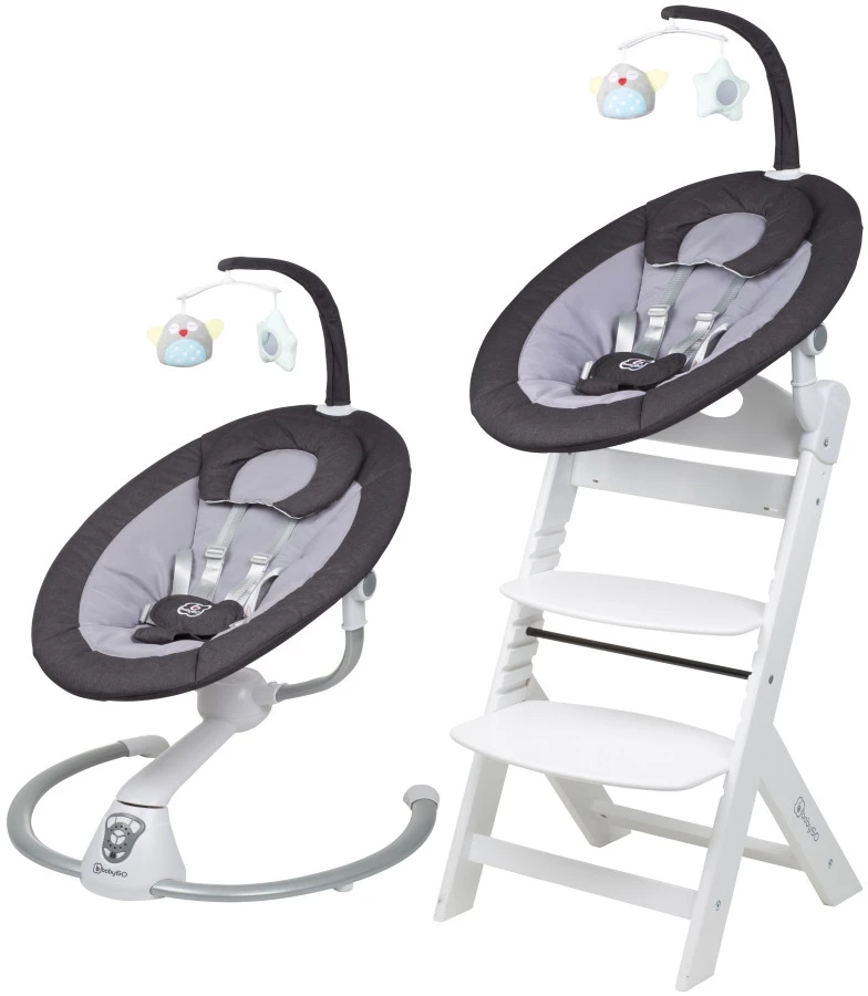 Babygo Homey Set Black/White Babyschommel En Kinderstoel 19014 1 Babygo Homey Set Black/White Babyschommel En Kinderstoel 19014