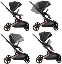 Ding Amigo Black/Rose Tandem Duowagen DI-191706 -Kinderwagen Winkel ding amigo black rose tandem duowagen di 191706 1