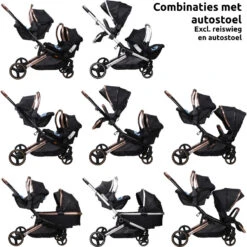 Ding Amigo Black/Rose Tandem Duowagen DI-191706 -Kinderwagen Winkel ding amigo black rose tandem duowagen di 191706 8