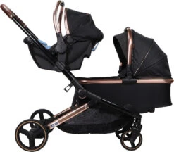Ding Amigo Black/Rose Tweeling Kinderwagen Incl. 2 Autostoelen DI-191711 -Kinderwagen Winkel ding amigo black rose tweeling kinderwagen incl. 2 autostoelen di 191711 2