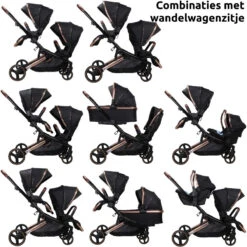 Ding Amigo Black/Rose Tweeling Kinderwagen Incl. 2 Autostoelen DI-191711 -Kinderwagen Winkel ding amigo black rose tweeling kinderwagen incl. 2 autostoelen di 191711 7