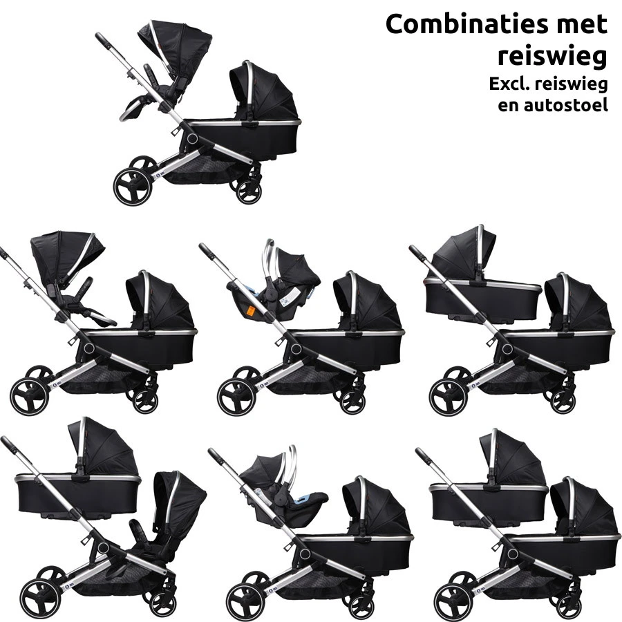 Ding Amigo Black/Silver Tandem Duowagen DI-191704 11 Ding Amigo Black/Silver Tandem Duowagen DI-191704 - Afbeelding 11