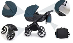 Kunert Talisman Black Flowers 2-in-1 Kinderwagen TA-01-BLACK -Kinderwagen Winkel kunert talisman black green 2 in 1 kinderwagen ta 04 black 16