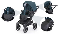 Kunert Talisman Black Flowers 2-in-1 Kinderwagen TA-01-BLACK -Kinderwagen Winkel kunert talisman black green 2 in 1 kinderwagen ta 04 black 17