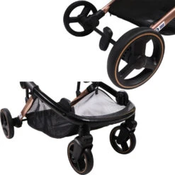 Ding Amigo Black/Rose Tandem Duowagen DI-191706 -Kinderwagen Winkel mamaloes ding amigo rosegoud details2